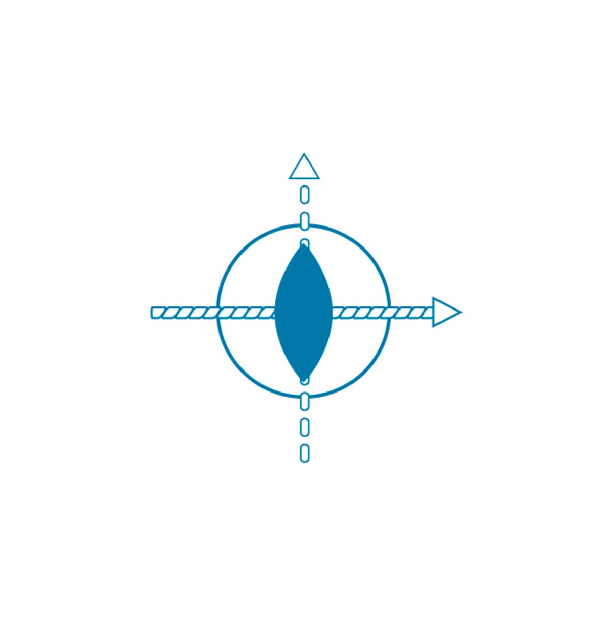 Narrow cross point S or NCR - Point symbol with direction of seam Symbol-S